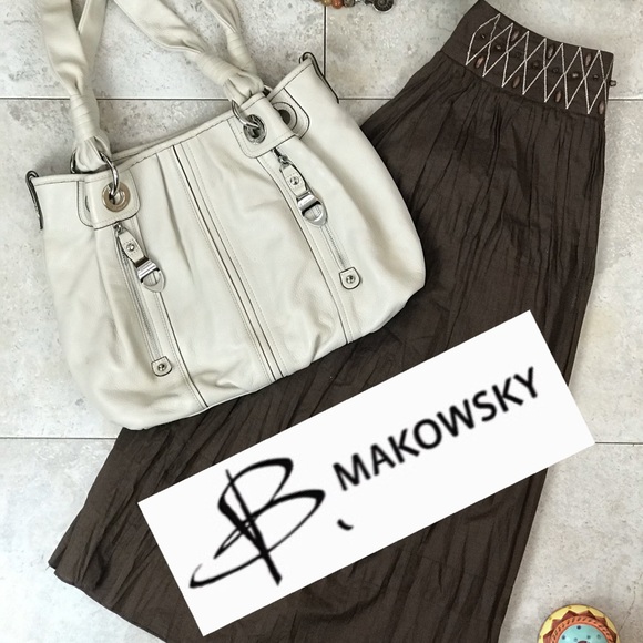 b. makowsky Handbags - B MAKOWSKY 💜SALE💜Large Ivory Leather Boho Bag
